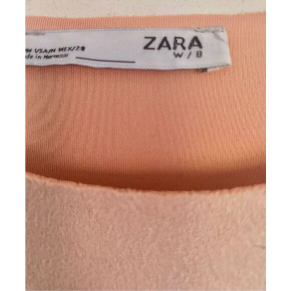 ZARA Faux Suede Long Sleeve Top Sz S - Picture 2 of 4
